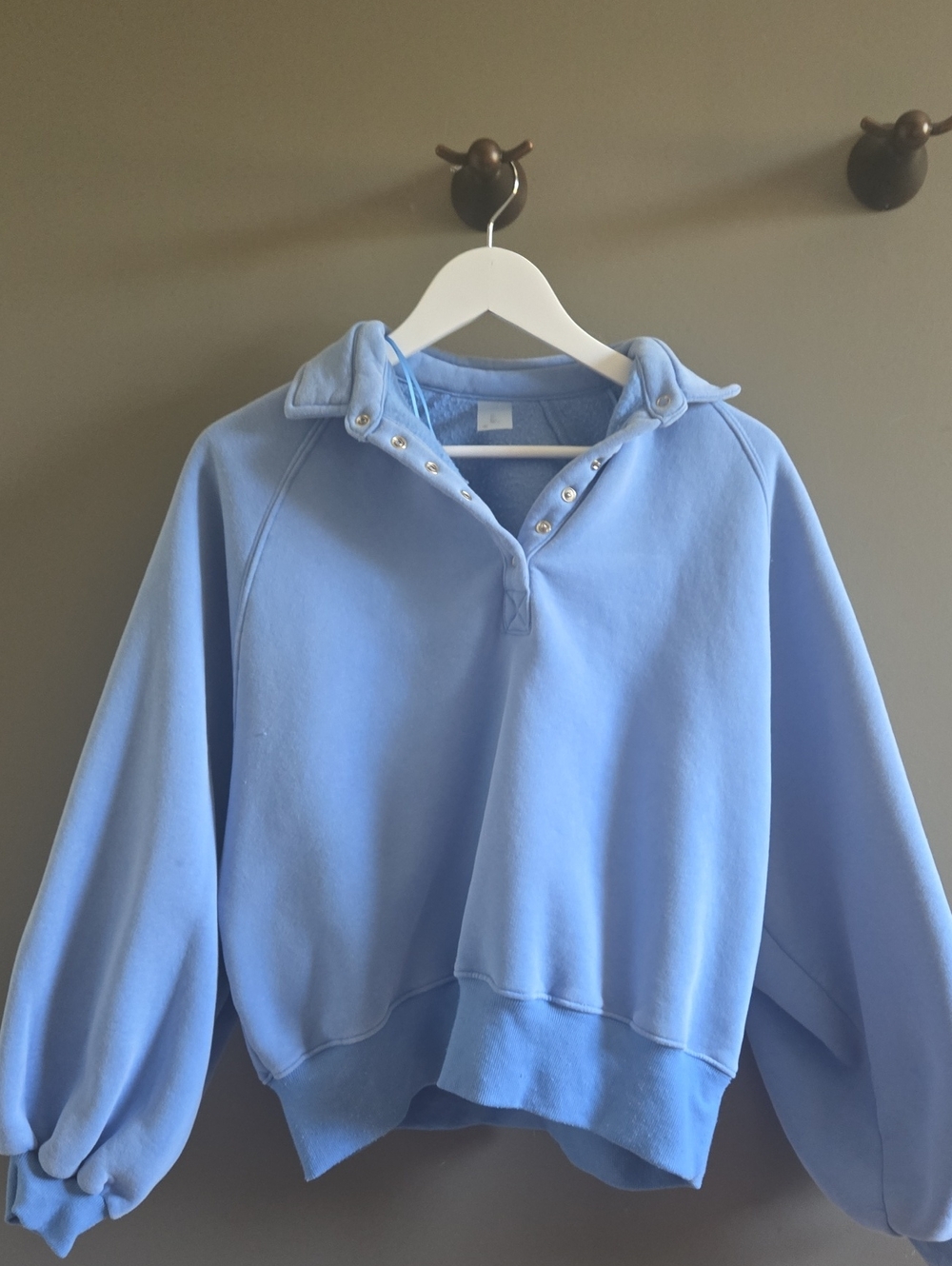 Altar'd State Light Blue Snap-Placket Pullover Sweater